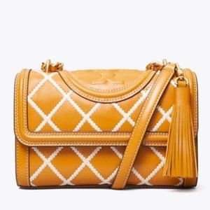 🥰 Tory Burch Fleming Pop Quilt Small Convertible Shoulder Bag Dark Cannoli